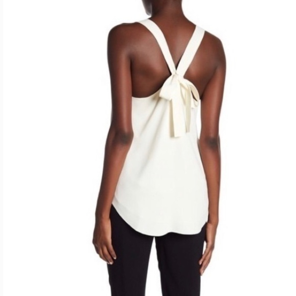 Theory Cream Bow-Back Sleeveless Blouse